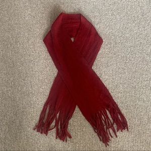 Thin Red Tassled Scarf